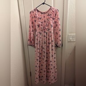 Pink Floral Long Sleeve Dress